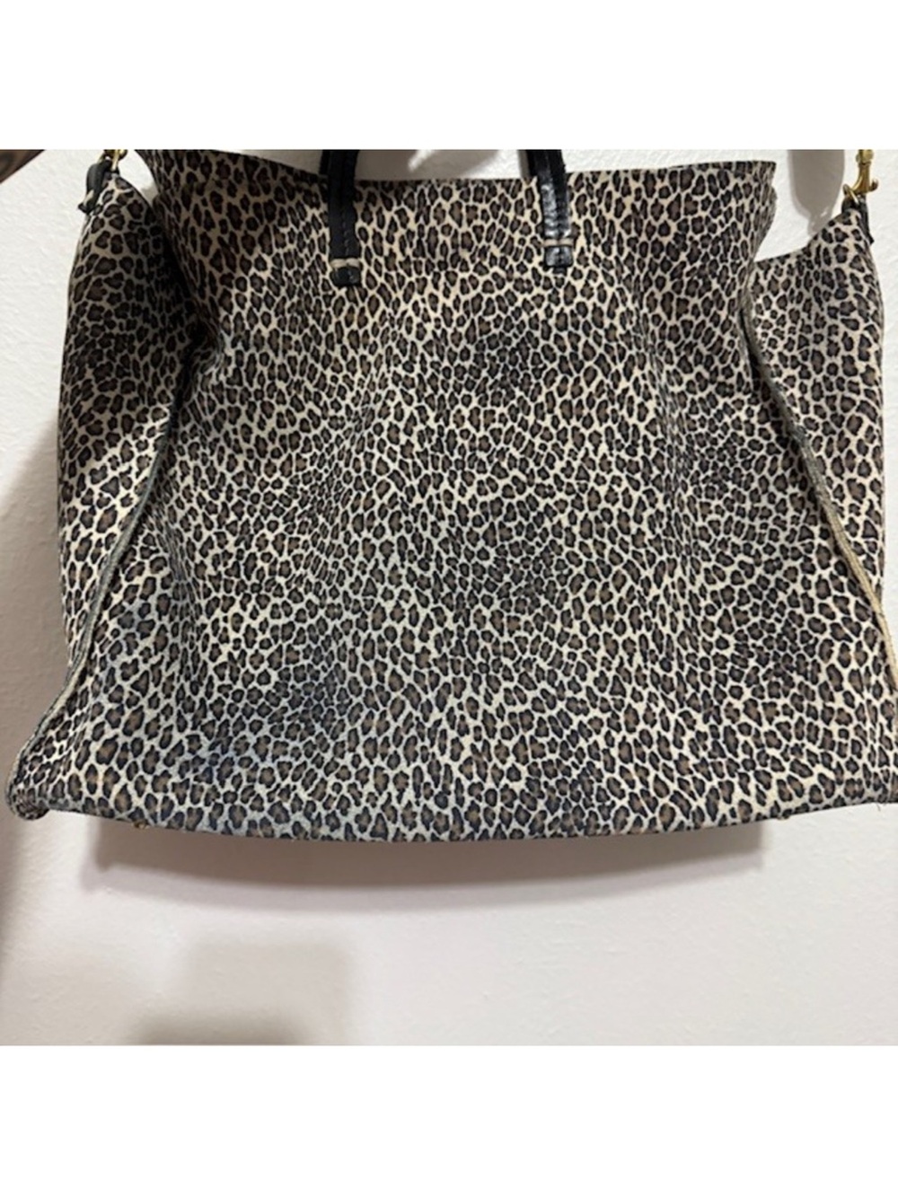 Clare V Marcelle Suede Simple Tote Leopard Print Large Shoulder Bag - Picture 6 of 7